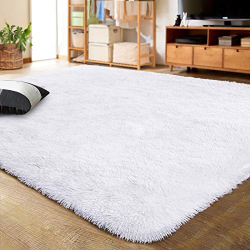 Area Rugs Fluffy Living Room Carpets for Kids Bedroom 5.3x7.5 (White / 5.3' x 7.5' (Rectangular))