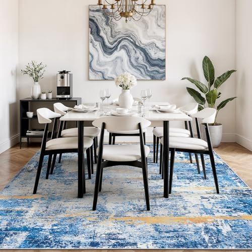 8x10 Area Rugs for Living Room (Blue Gold / 8' x 10' (Rectangular))