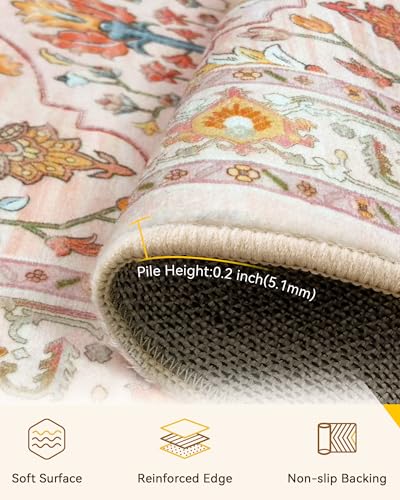Washable Area Rug (Pink/Light Pink/Colorful / 8' x 8' (Square))