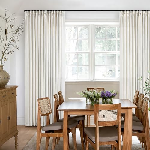 90 Inch Pinch Pleated Linen Textured Curtains 2 Panels (Natural / 40"W x 90"L (Pack of 2))
