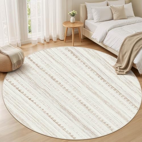 Round Rug Boho Area Rugs (Beige Brown / 4' X 4' (Round))