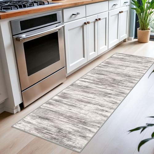 Modern Kitchen Runner Rug 2x6 Washable Rug Runner Grey Beige (Grey Beige Brown / 2' x 6' (Runner))