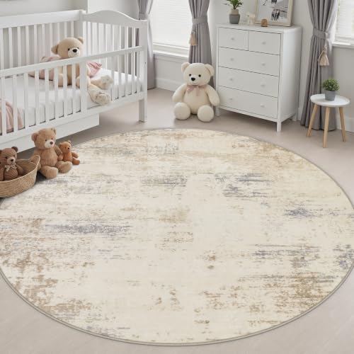 Round Area Rug Living Room (Beige Brown / 6' (Round))