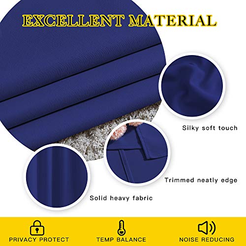 Bedroom Blackout 102 inch Curtains for Sliding Glass Door (Navy Blue / 66"W x 102"L (Pack of 2))