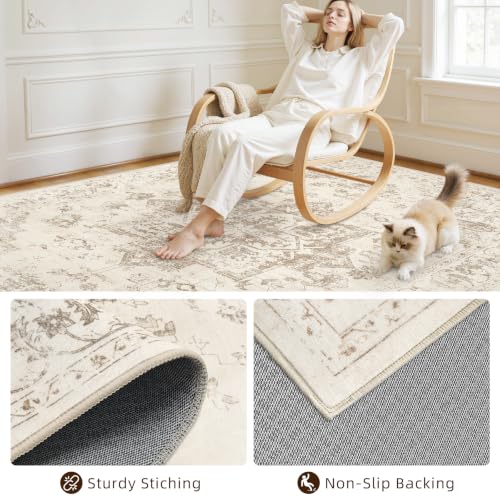 5x7 Area Rugs Living Room (Beige/Ivory / 5' x 7' (Rectangular))