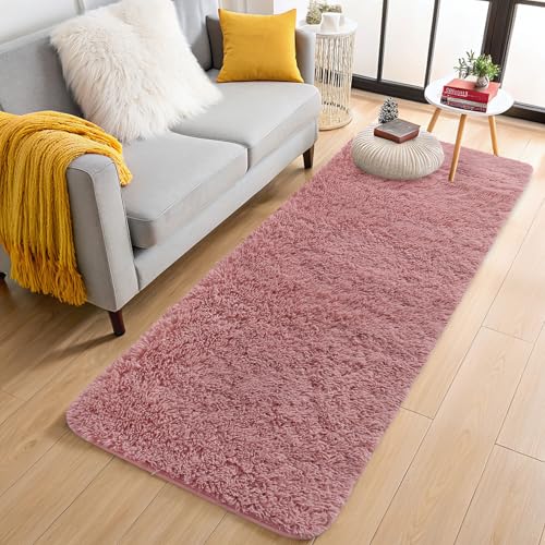 2x6 Machine Washable Runner Rugs for Hallway (2x6 Ft / Pale Pink)