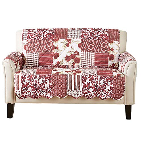 Reversible Patchwork Loveseat Cover (Loveseat / Patchwork - Burgundy)