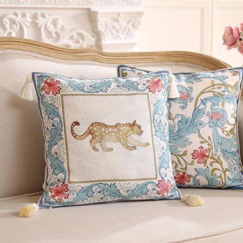 Designer Vintage Linen Throw Pillow Cover (18" x 18" (Pack of 2) / Fromm B)
