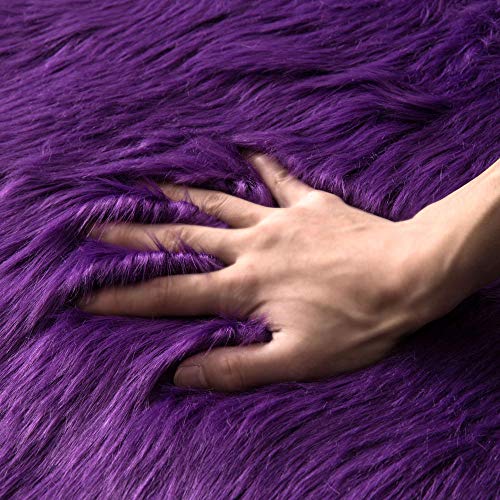 Fluffy Area Rug 2x3 ft Faux Fur Sheepskin Rug for Bedroom Purple (2' x 3' (Sheepskin) / Purple)