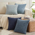 4 Packs Decorative Throw Pillow Covers for Living Room Couch Bed (12" x 12" (Pack of 4) / Blue Series)