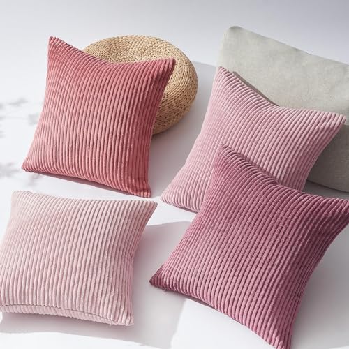 Pink Throw Pillows Covers 18x18 Inch Set of 4 (Pink / 18" x 18" (Pack of 4))