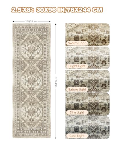 Kitchen Runner Rug Non Slip Washable Rugs 2.5x8 (Brown / 2'6" x 8' (Runner))