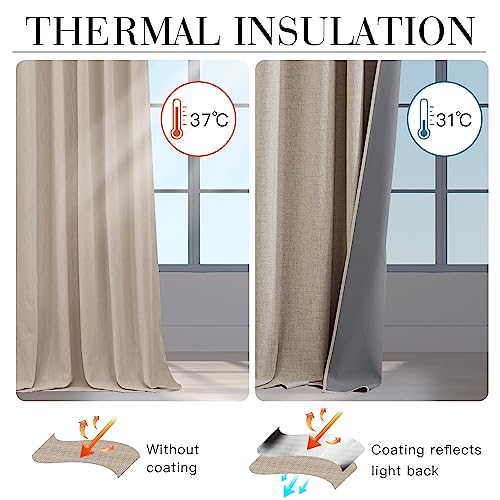 Natural Beige 100% Blackout Short Curtains 45 Inch Long (Natural Beige / 52"W x 45"L (Pack of 2))