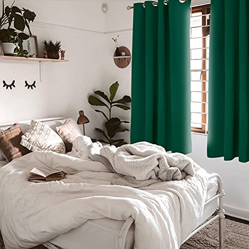 Emerald Green Blackout Curtains for Bedroom 69 Inch Long (Emerald Green / 55"W x 69"L (Pack of 2))