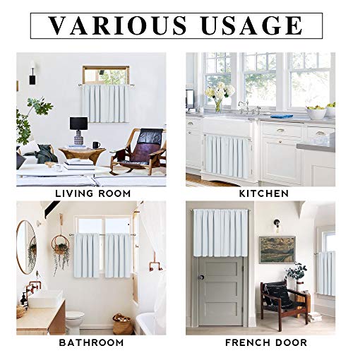 Short Privacy Curtains 30 inch Long for Bathroom Window (Greyish White / 42"W x 30"L (Pack of 2))