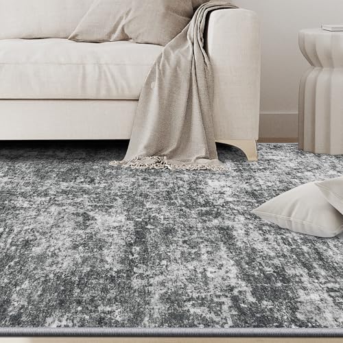 6x9 Area Rugs for Living Room Washable Bedroom Dining Room Black Grey (Black/Grey / 6' x 9' (Rectangular))