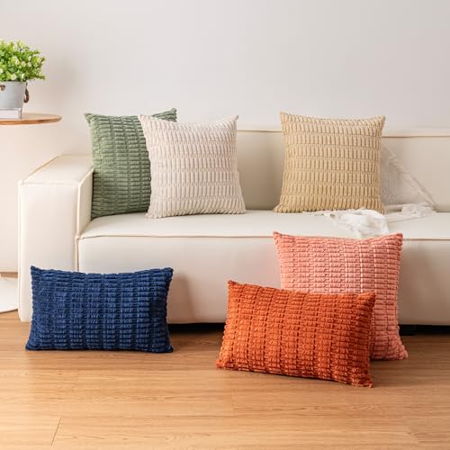 Pack of 2 Corduroy Decorative Throw Pillow Covers 12x24 Inch (Pink / 24" x 12" (Pack of 2))