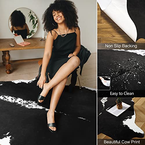 Faux Cowhide Rug (5'2" X 6'3" (Irregular) / Black)