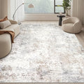 Beige Grey Washable Rugs 9x12 Area Rugs for Living Room (9' x 12' (Rectangular) / Brown-grey-beige-slate)