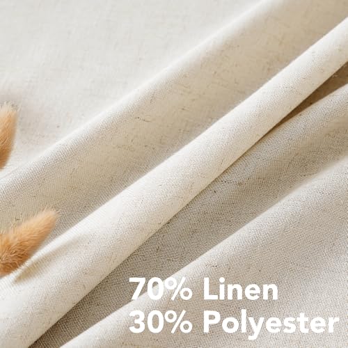 Living Room Linen Curtains Home Decorative Nickel Grommet Curtains Privacy Added Energy Saving Light Filtering Window Treatments Draperies for Bedroom (52"W x 63"L (Pack of 2) / Ivory)