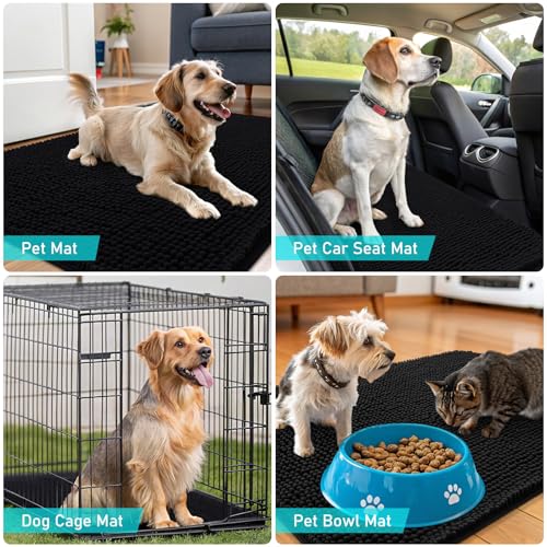 Dog Door Mat for Muddy Paws 24x16 (Black / 24" X 16")