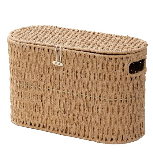 Toilet Paper Storage Basket with Lid (Natural)