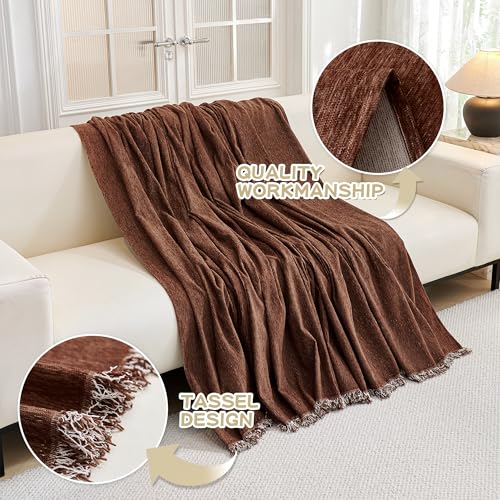 Chocolate Couch Cover Non Slip Dog Sectional Sofa Cover for 3 Cushion Couch Sofa Slipcover with Tassels Futon Cover Non Slip Washable Furniture Protector Cover for Pet (91" x 118" / Chocolate)