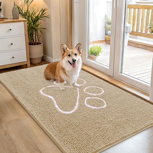 Dog Door Mat for Muddy Paws 54x32 (Beige / 54" X 32")