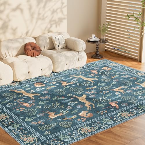 6x9 Area Rug Washable Animal Living Room Rug Non Slip (Blue (Animal) / 6' x 9' (Rectangular))