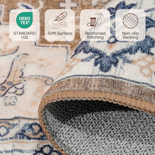 8ft Round Area Rugs for Living Room (Floral Brown / 8' (Round))