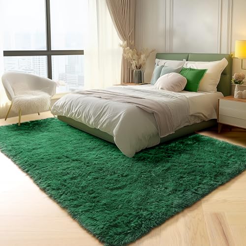 Dark Green Area Rugs for Bedroom Living Room (Dark Green / 4' x 6' (Rectangular))