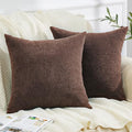 Coffee Chenille Throw Pillow Covers 22x22 Set of 2 for Couch (Coffee / 22" x 22" (Pack of 2))