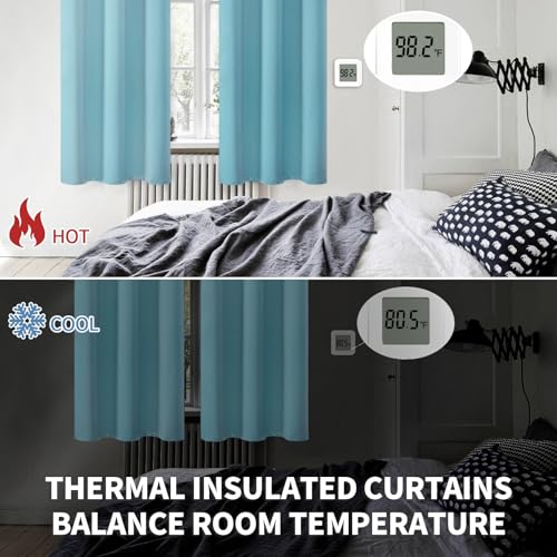 Short Curtains for Small Window 54 Inch Long (Aqua / 38"W x 54"L (Pack of 2))