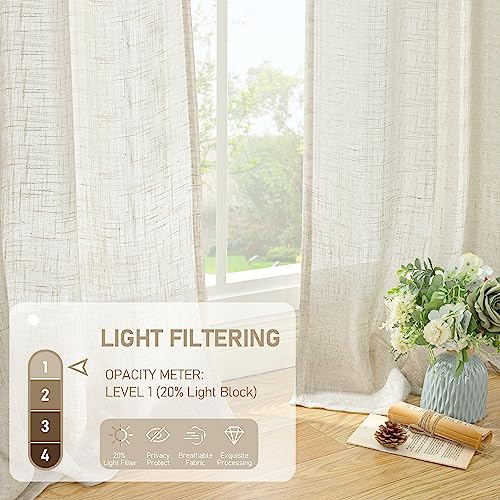 102 inch Long Linen Curtains 2 Panels for Living Room Bedroom (Natural / 52"W x 102"L (Pack of 2))