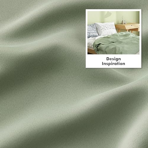 Sage Green Blackout Bedroom Curtains 84 Inch Long Light Blocking (Sage Green / 42"W x 84"L (Pack of 2))