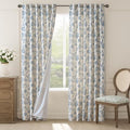 Blue Floral Linen Curtains 84 Inch Vintage Back Tab 2 Panels (*Jacobean Blue / 50"W x 84"L (Pack of 2))