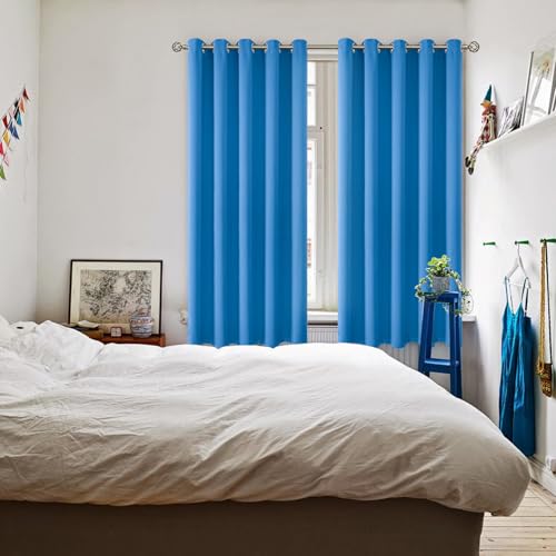 Classic Blue Blackout Curtains for Bedroom 63 Inch Long (Classic Blue / 70"W x 63"L (Pack of 2))