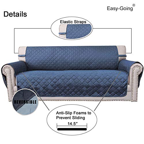 Reversible Couch Cover (Dark Blue/Light Blue / X-Large Sofa)
