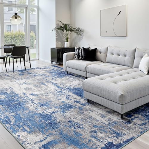 Washable Square 10' x10' Area Rug for Living Room Blue Gray (Blue/Gray / 10' x 10' (Square))