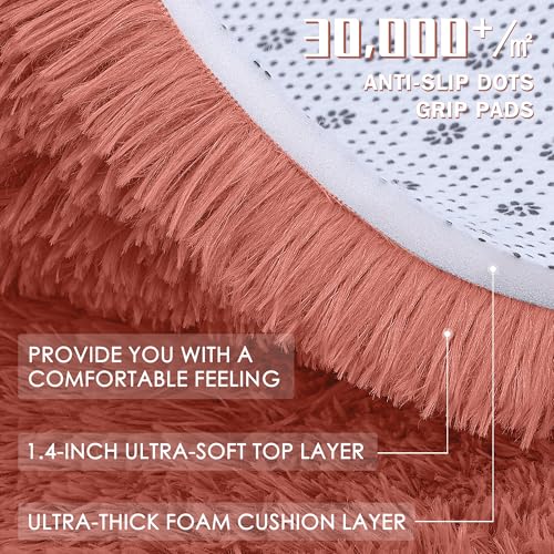 3x5 Machine Washable Small Bedside Rug (3x5 Ft / Rust Red)