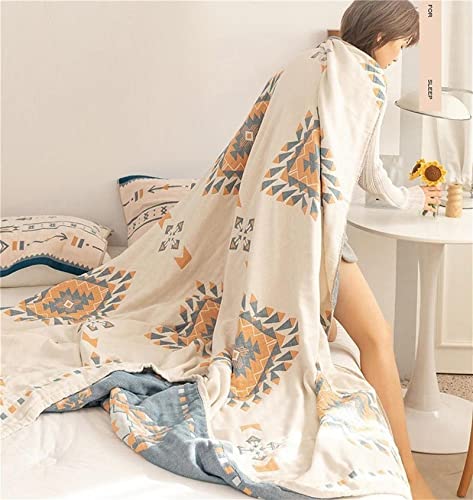 Fall Cotton Muslin Boho Throw Blanket 60"x80" for Couch Bed (K-roman Holiday / 60"x80")