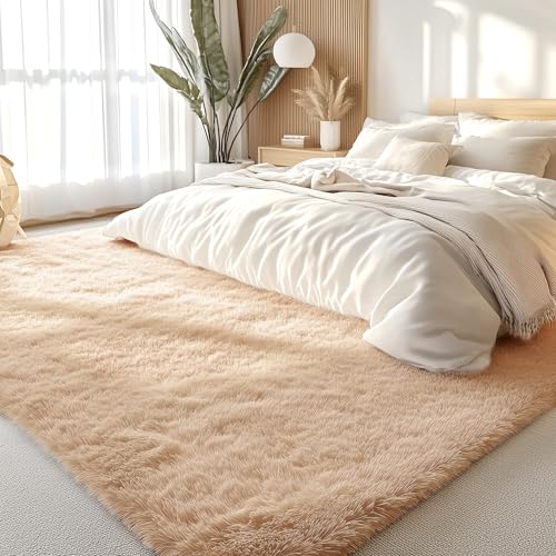 6x7 Area Rugs for Living Room Bedroom (6x7 Ft / Beige)