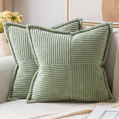 Decorative Throw Pillow Covers for Couch 20x20 Inch Sage Green (Sage Green / 20" x 20" (Pack of 2))