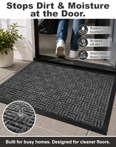 Front Door Mat Outdoor Entrance (Graphite Gray / 1'5" x 2'6" (Rectangular))