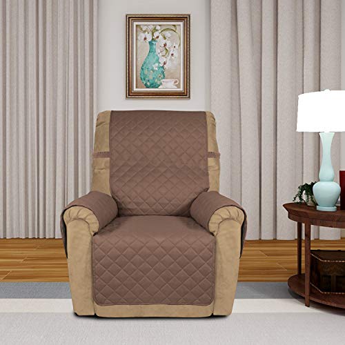 Reversible Recliner Chair Covers Couch Covers for Dogs (Small Recliner / Brown/Beige)