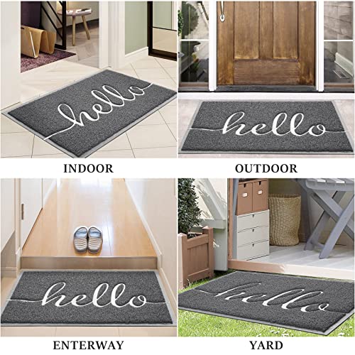 Door Mat Welcome Mat Floor Mat for Entryway (Dark Grey-hello / 2' x 3' (Rectangular))
