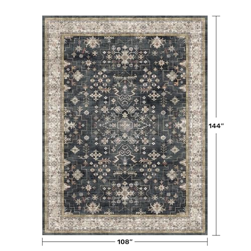 Black Boho Rug for Living Room 9x12 (9' x 12' (Rectangular) / Ashen / Multi)