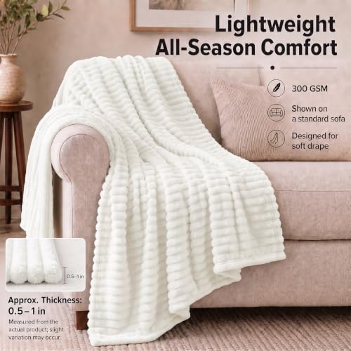 Off White Throw Blanket for Couch (Off White / Throw (50" x 60"))