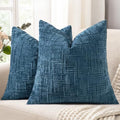 Textured Chenille Throw Pillow Covers 20x20 Set of 2 Navy Blue (Navy Blue / 20" x 20" (Pack of 2))