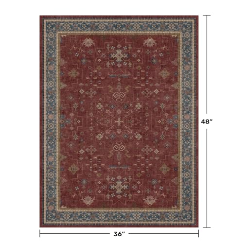 Washable 3x4 Rugs for Entryway (3' x 4' (Rectangular) / Burgundy)
